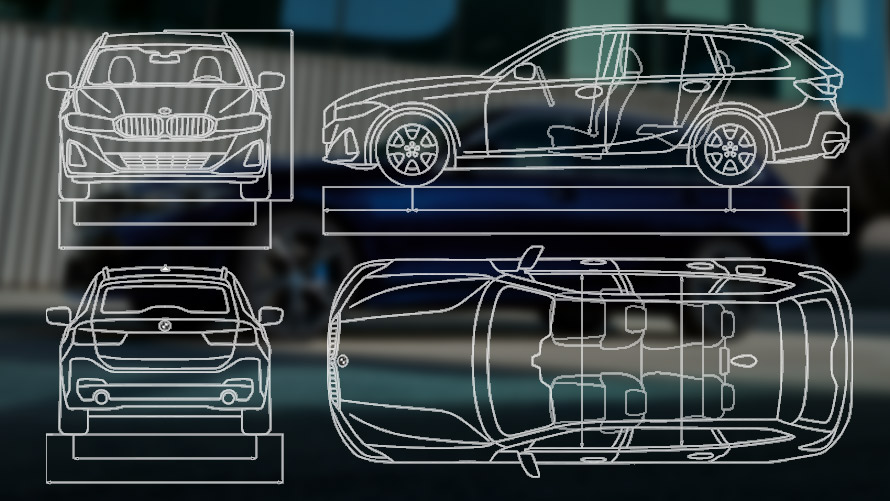 BMW Серија 3 Touring LCI G21 илустрација на технички податоци BMW 3 Series TourinBMW Серија 3 Touring LCI G21 илустрација на технички податоциg LCI G21 technical data sketch