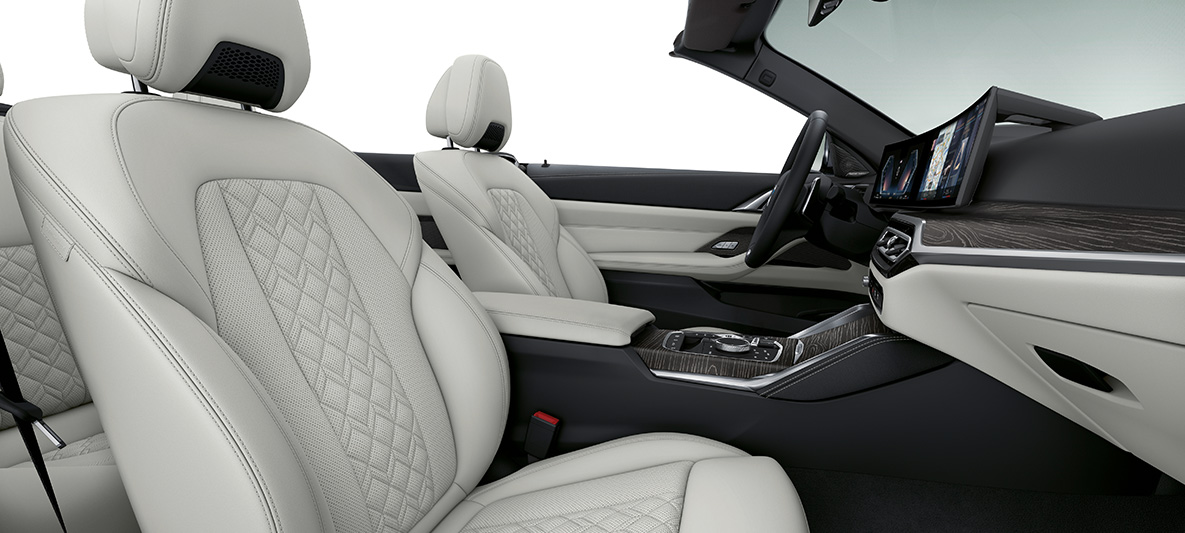BMW Individual лајсна од 'Merino' Ivory бела кожа BMW Серија 4 Кабриолет Individual G23 2020 внатрешност BMW Individual лајсна од 'Merino' Ivory бела кожа BMW Серија 4 Кабриолет Individual G23 2020 внатрешна кабина
