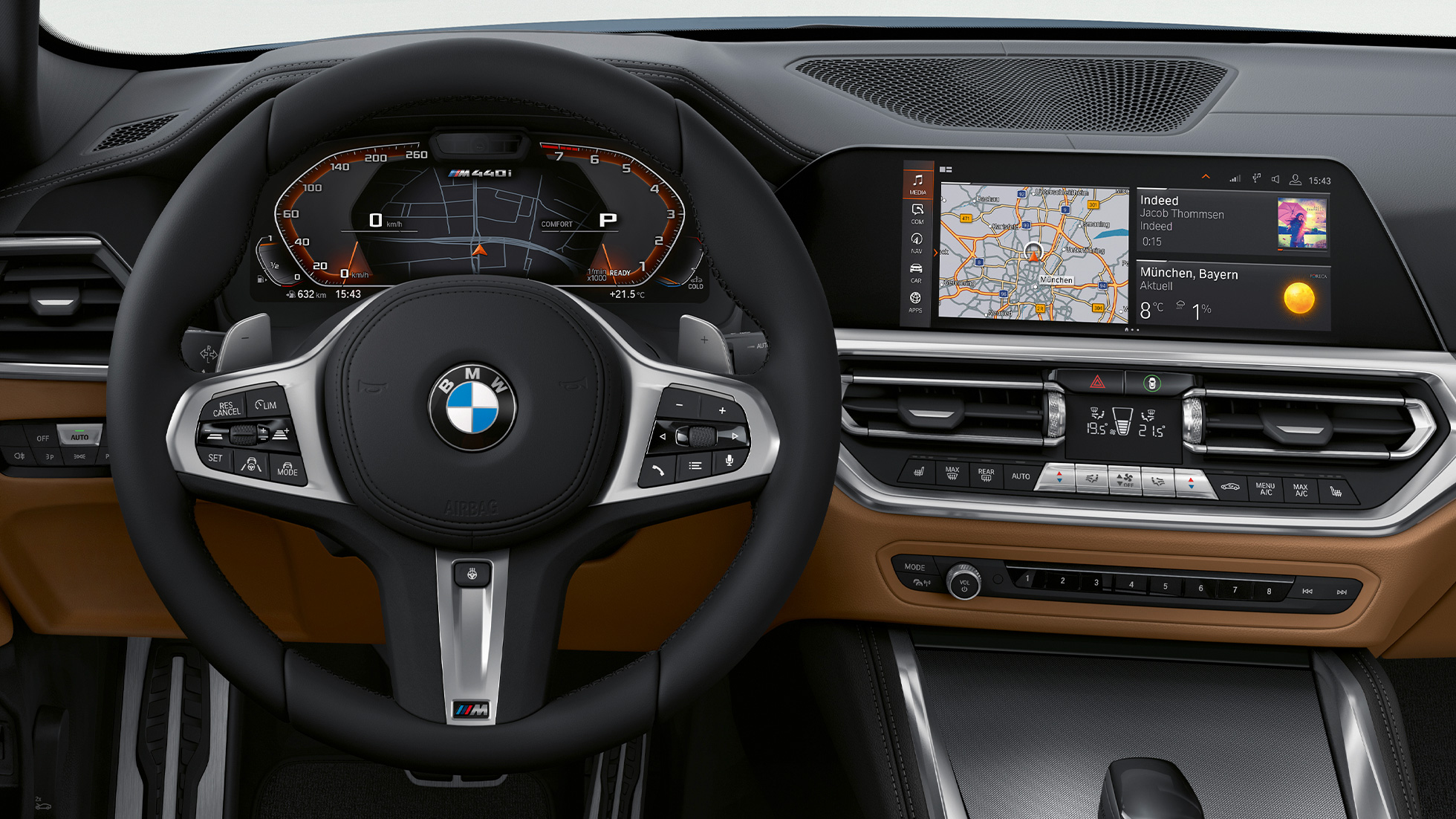 Управувач и гласовен асистент BMW 4 Series Coupé G22 BMW 4 Series Coupé G22 2020 interior steering wheel and voice assistant