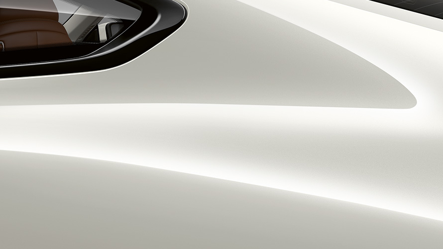 Крупен кадар на C столбот на  BMW Серија 8 Coupé во Mineral White металик