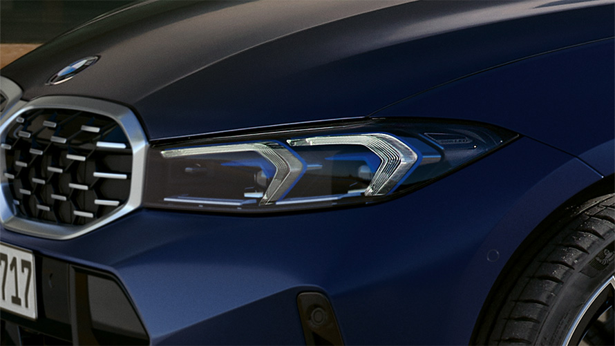 BMW M340i xDrive Touring G21 Frozen Tanzanite Blue сина боја LED предни светла одблизу