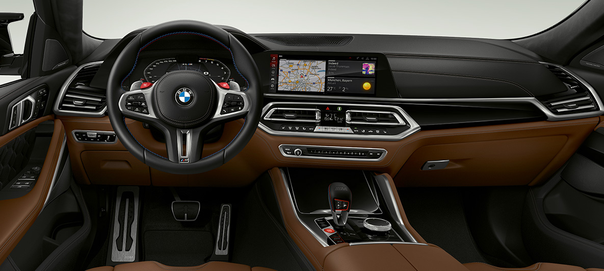 М кожен волан BMW X6 M F96 М кожен волан со контрастна опшивка BMW X6 M F96 2020 SUV кокпит