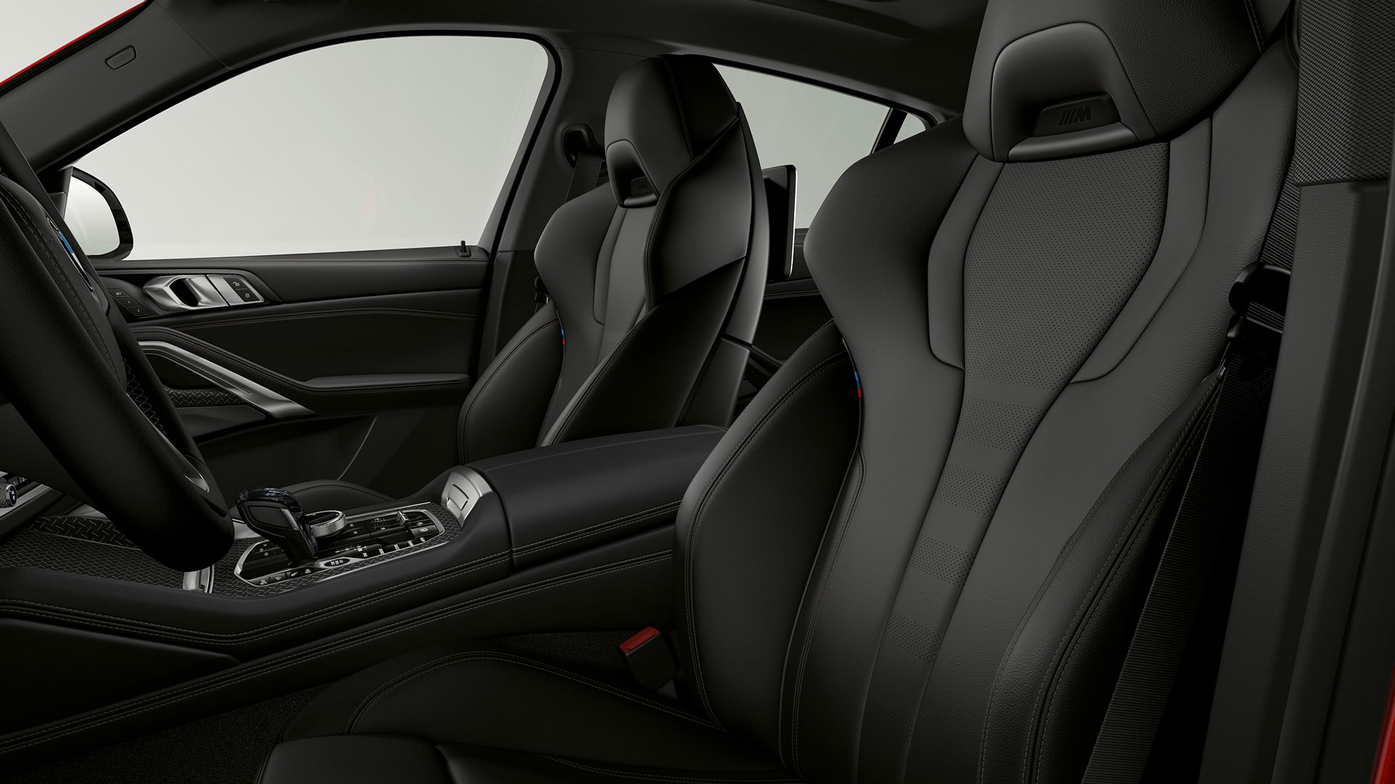 BMW X6 со BMW xLine, навлаки. BMW X6 внатрешност со BMW xLine со фокус на навлаки.